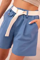 Kesi Włoski Dámske šortky s vysokým pásom a opaskom džínové