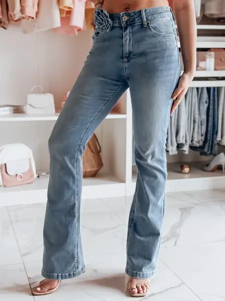 Dámske džínsy zvonové s kvetom FLOWERSSE