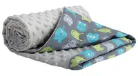 Medi Partners Blanket 75x100 cotton + minky – Creatures + gray minky