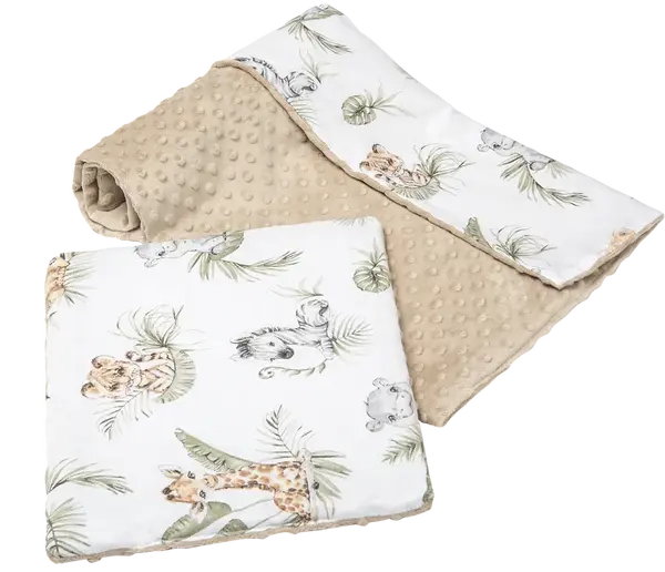 Medi Partners Quilt 75x100 + pillow 35x30 cotton + minky – Safari + beige Minky