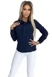 140-22 Business blouse with long sleeves and tie front - dark blue