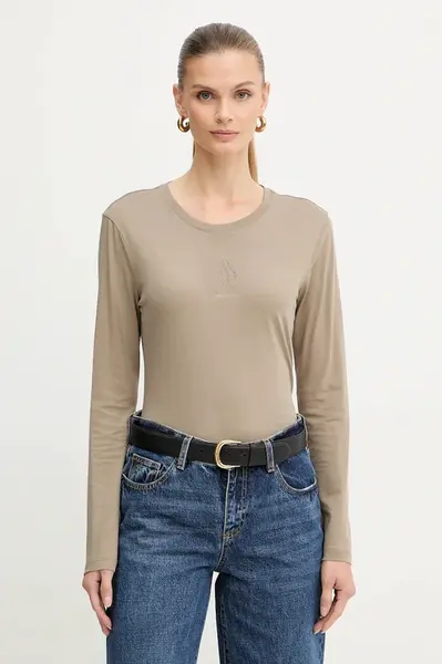 Bavlnené tričko s dlhým rukávom Armani Exchange