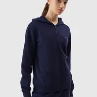 Women's Sweatshirt Zipped Up Hoodie 4F - Navy Blue