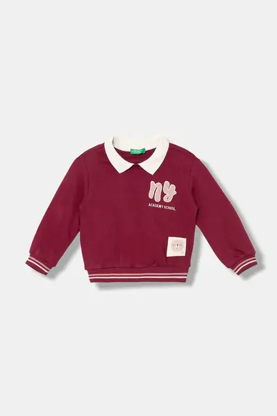 Detská mikina United Colors of Benetton bordová farba, s nášivkou, 32N4G10KJ