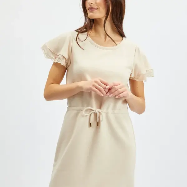 Béžové dámske mikinové šaty s čipkou ORSAY