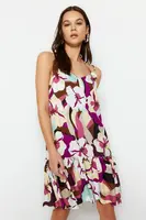 Trendyol ružové mini tkané šaty so širokým strihom