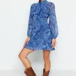 Trendyol modrá sukňa volánová podšívka šifónovo tkané šaty