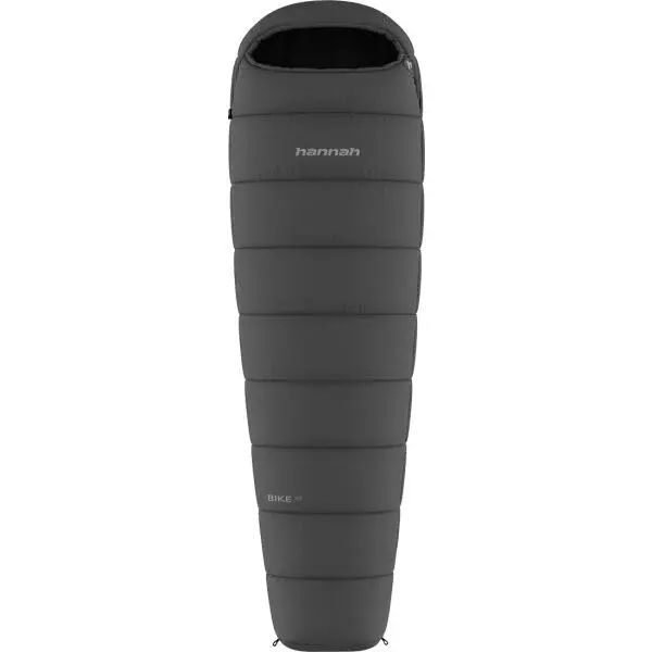 Hannah BIKE 100 Ľahký spací vak, tmavo sivá, veľkosť 215 cm - pravý zips