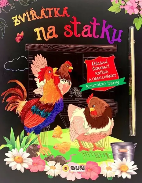 Zvířátka na statku - Úžasná škrábací knížka a omalovánky (Defekt)
