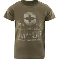 ALPINE PRO DEXO Detské tričko, khaki, veľkosť 128-134