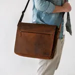 Pánska kožená taška cez rameno Greenwood Martin - tmavo hnedá