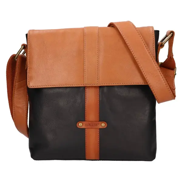 Pánská kožená taška přes rameno Lagen Kally - černo-hnědá