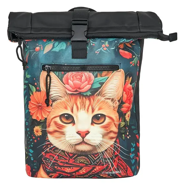 Velký rolovací batoh New Rebels Cat - černá