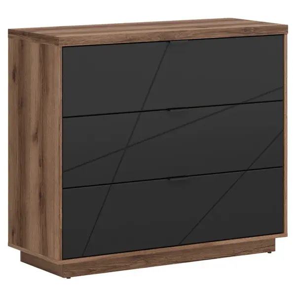 Hom`in KOMODA, černá, barvy dubu, 106/93/42,5 cm