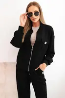 Kesi Włoski Dámská souprava máslová z viskózy s rozepínací mikinou a kalhotami černý