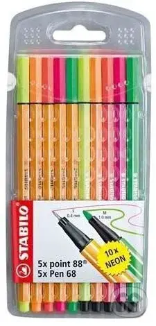 Popisovač STABILO point liner 88/Pen 68 neon (sada 10 ks v pouzdru)