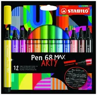 Prémiová vláknová fixka s hrubým klinovým hrotom - STABILO Pen 68 MAX - ARTY - 12 ks sada