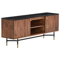 MID.YOU NÍZKÁ KOMODA, mangové dřevo, černá, barvy mosazi, barvy vlašských ořechů, 140/56/35 cm