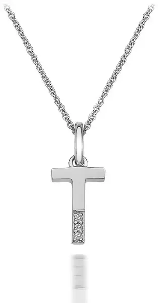 Hot Diamonds Náhrdelník Hot Diamonds Micro T Clasic DP420 (řetízek, přívěsek)