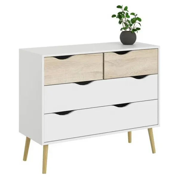 MID.YOU KOMODA, bílá, barvy dubu, 98,7/81,7/39,1 cm