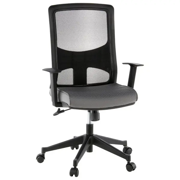 MID.YOU OTOČNÁ ŽIDLE, síťovina, plochá tkanina, šedá, černá