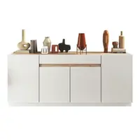 Carryhome ŠIROKÁ KOMODA, barvy dubu, vysoce lesklá bílá, 205/87/40 cm