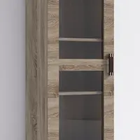 Vitrína P7 - prosklená dvířka Barva korpusu: Wenge, Lišta: Trufla, Barva dvířek: Dub - sonoma
