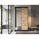 Šatní skříň Esville II Barva korpusu: Černá, Rozměry: 120 cm, Dveře: Dub artisan + zrcadlo