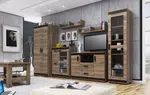 Obývací stěna Dubaj Barva korpusu: Šedá, Lišta: Šedá, Barva dvířek: Wenge