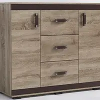 Komoda P13 120cm Barva korpusu: Trufla, Lišta: Bílá, Barva dvířek: Šedá