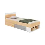 Postel Pixel PX14 -90x200 cm Dveře: Dub biscuit / bílá / šedá