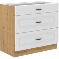Spodní skříňka Stilo 80 D 3S BB - Premium Box Barva korpusu: Dub artisan, Barva dvířek: Bílá