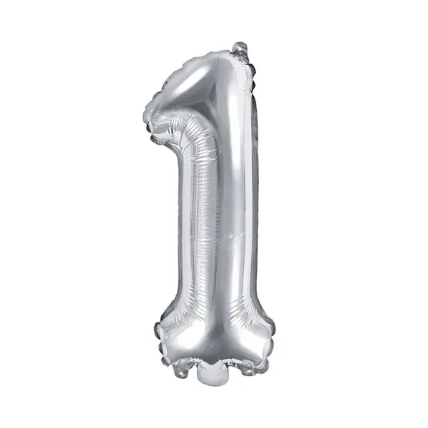 Balónik fóliový 35 cm strieborný číslo 1 ALBI