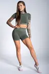 Gym Glamour Kraťásky bezešvé Khaki Ombre , XS, khaki