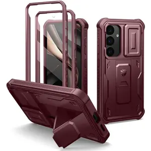Dexnor 360 Kickstand Camprotector obal Samsung Galaxy S25, vínový