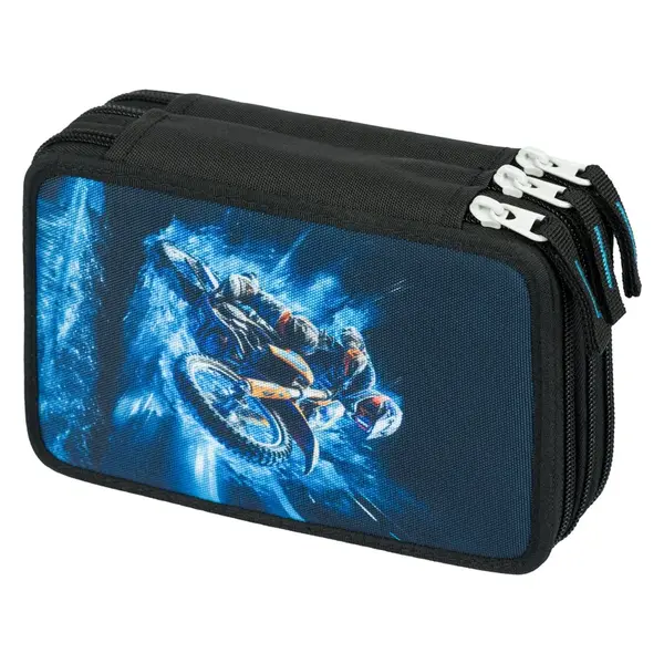 Školní penál třípatrový Motorka