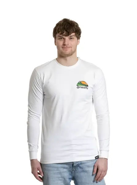 Meatfly pánské tričko s dlouhým rukávem Julien White Mountains | Bílá | Velikost XL | 100% bavlna