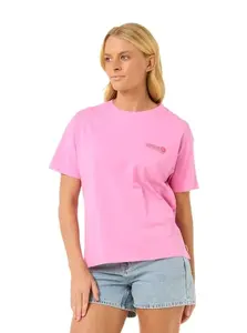 Rip curl dámské tričko Ocean Tech Relaxed Pink | Růžová | Velikost L | 100% bavlna