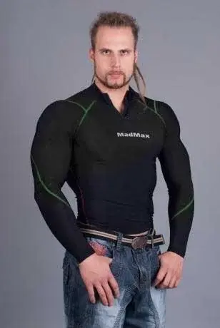 MADMAX Kompresní triko s dlouhým rukávem se zipem, S, černo-zelená