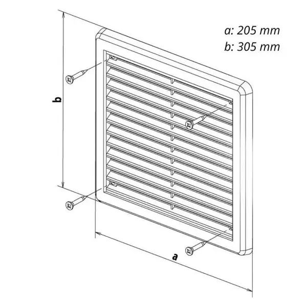 Mřížka větrací - krytka se síťovinou VM, 200 x 300 mm KB, bílá 0315