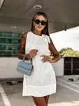 Edoti Mini mini dress boat neckline ruffled with bow