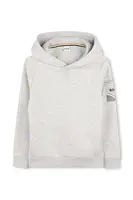 Dětská mikina BOSS šedá barva, s kapucí, melanžová, J52354