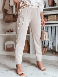 Dámské kalhoty LEGISSA s květinami, světle béžové