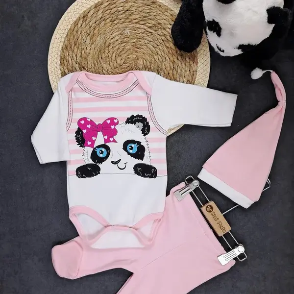 90479 Dewberry Unisex Newborn 3 Piece Clothing Set-PINK