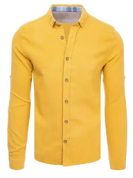 Pánská slim fit košile v hořčičné barvě