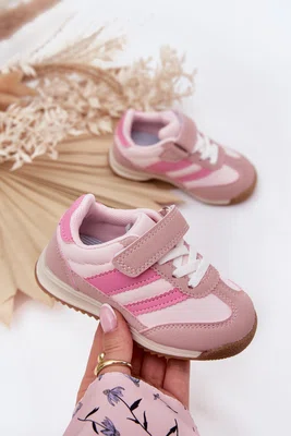 Boto Dětské sneakersy sportovní boty na suchý zip růžové Viona