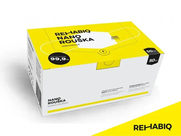 České jednorázové nano roušky Rehabiq s účinností 12 hodin, 50 ks