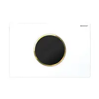 Geberit Sigma10 - Elektronické ovládání splachování, bateriové napájení, bílá/zlatá 115.908.KK.6