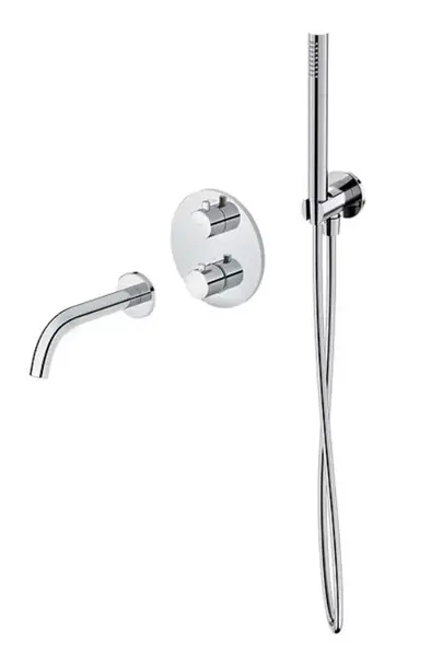 Cersanit Zen - Termostatická vanová baterie pod omítku, 3-otvorová instalace, s tělesem, s příslušenstvím, chrom S952-034