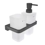 Nimco Maya - Dávkovač mýdla a pohárek s držákem, matné sklo/černá MAC 2905831H-T-90